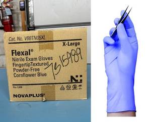 1 Case (2000 each) NEW Novaplus V88TN05XL Flexal Fingertip Textured Powder-Free Nitrile Exam Gloves - Size XL Cornflower Blue
