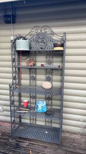 Decorative Ornate Metal Baker's Rack with Four Shelves