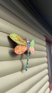 lot 314 image: Colorful Metal Dragonfly Wall Art