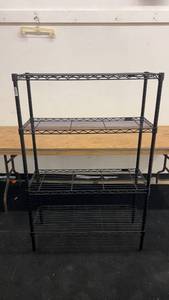 lot 33 image: Heavy-Duty Black Wire Shelving Unit with 4 Shelves
