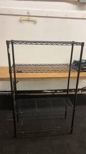lot 46 image: 4-Tier Black Metal Wire Shelving Unit