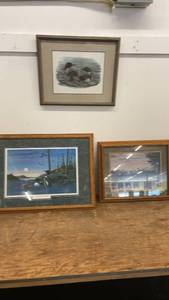 lot 80 image: Collection of 3 Framed Art Prints Featuring Loon and Nature Scenes