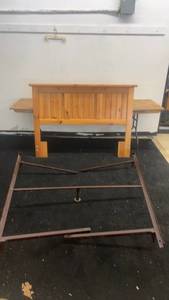 lot 82 image: Wooden Twin Size Headboard & Metal Bed Frame