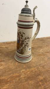 lot 91 image: Vintage German Beer Stein with Pewter Lid