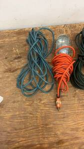 lot 135 image: Collection of Assorted Extension Cords and Work Light