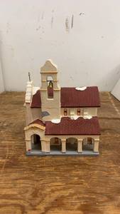 lot 141 image: 1990 Department 56 Snow Village Spanish Mission Church