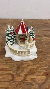 lot 146 image: Vintage Ceramic Christmas Gazebo Decoration with Snowy Trees