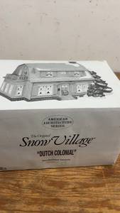 lot 175 image: Handpainted Ceramic Snow Village Dutch Colonial with Christmas Trees