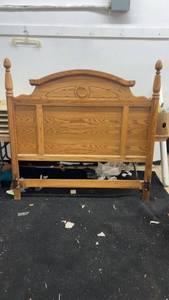 lot 247 image: Solid Wood King Bed Frame with Metal Rails