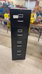 lot 288 image: Used 4-Drawer Black Metal Filing Cabinet