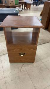 lot 290 image: Wooden Side Table with Single Drawer and Brass Handle