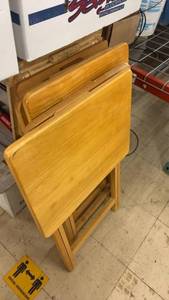 lot 302 image: Set of 6 Wooden TV Trays with Folding Stands