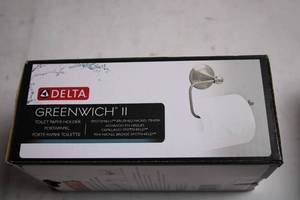 lot 16 image: Delta Greenwich II Toilet Paper Holder in Spotshield Brushed Nickel Finish