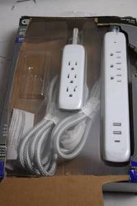 lot 18 image: 4 ft Cord Surge Protector with USB-A and USB-C
