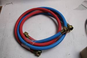 lot 74 image: Set of 2 Washing Machine Hoses - Red and Blue