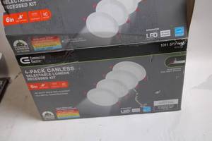 lot 80 image: Commercial Electric 4-Pack Canless Selectable Lumens Recessed Kit