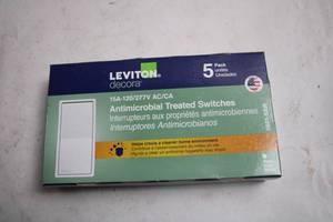lot 93 image: Leviton Decora Antimicrobial Treated Switches 5-Pack