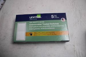 lot 103 image: Leviton Decora Antimicrobial Treated Switches - 5 Pack