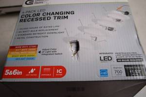 lot 134 image: Commercial Electric 4-Pack LED Color Changing Recessed Trim Kit - 5&6in