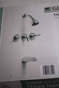 lot 139 image: Glacier Bay Aragon Collection Three Handle Tub and Shower Set in Chrome