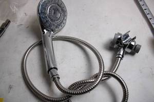 lot 201 image: Chrome Handheld Shower Head with Hose and Mount