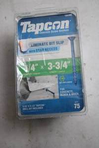 lot 263 image: Tapcon 14 x 3-34 Inch Concrete Screw Anchors - 75 Pack