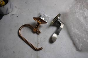 lot 264 image: Bathroom Hardware Set with Bronze Hand Towel Ring and Chrome Wall Mount Hook