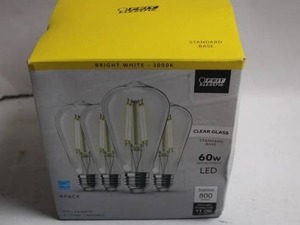 lot 298 image: Feit Electric 60W LED Bulbs - 4 Pack Clear Glass