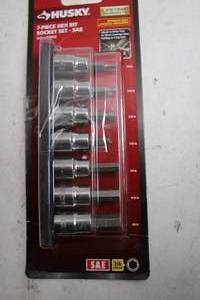 lot 306 image: Husky SAE 38 in Drive Hex Bit Socket Set - 7 Piece