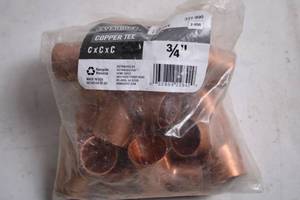lot 319 image: Lot of 10 Everbilt Copper Tee Fittings 34 Inch CxCxC