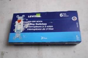 lot 326 image: Leviton 6 Pack 15A-120V 3-Way Light Switches