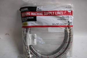 lot 359 image: 2 Pack Braided Stainless Steel Washing Machine Supply Lines 5 ft