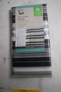 lot 360 image: EcoSmart PEVA Shower Curtain with Dylan Stripe Design