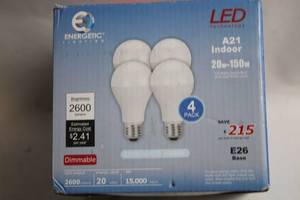 lot 367 image: 4-Pack Energetic Lighting A21 LED Light Bulbs 20W-150W Equivalent
