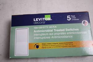lot 368 image: Leviton Decora Antimicrobial Treated Switches 5-Pack