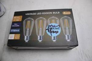 lot A-387 image: 4-Pack Vintage LED Edison Bulbs ST58 Non-Dimmable 6W