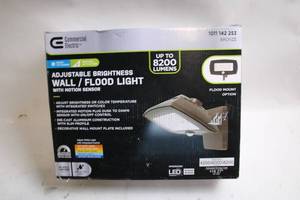lot 394 image: Commercial Electric Adjustable WallFlood Light with Motion Sensor