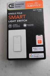 lot 466 image: Commercial Electric Single Pole Smart Light Switch - Works with Google Home and Amazon Alexa