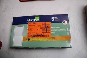 lot 89 image: Leviton 5-Pack Light Switches - Antimicrobial Treated