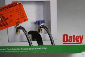 lot 202 image: Oatey Quadtro Washing Machine Outlet Box with Brass Ball Valves