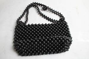 lot 35 image: Black Beaded Handbag with Shoulder Strap