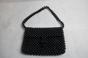 lot 45 image: Vintage Beaded Black Handbag with Shoulder Strap