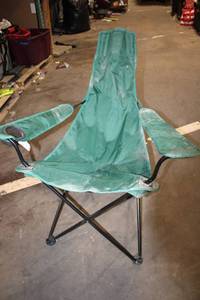 lot 55 image: Green Folding Camping Chair with Armrests