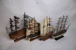 lot 88 image: Set of 4 Detailed Model Ships with Historical Designs