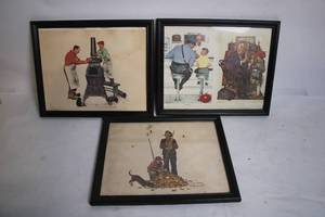 lot 113 image: Set of 3 Framed Norman Rockwell Prints, 1972