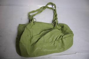 lot 119 image: Used Green Leather Handbag with Dual Handles