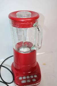 lot 132 image: Used KitchenAid Red Blender with Glass Jar