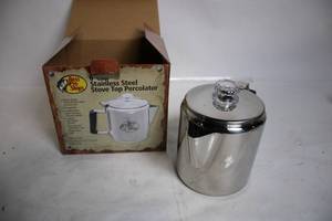 lot 142 image: Bass Pro Shops 6-Cup Stainless Steel Stove Top Percolator