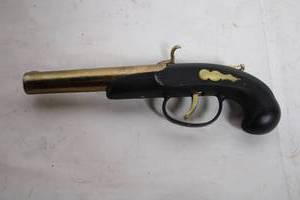 lot 145 image: Antique Brass and Black Powder Flintlock Pistol Replica