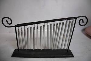 lot 150 image: Vintage Metal Wind Chime Display Stand with Spiral Ends